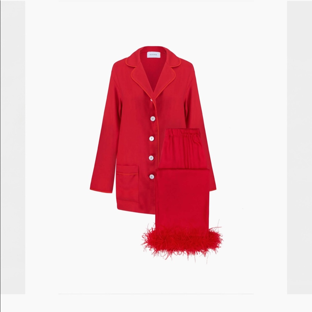 NWT Sleeper Party Pajamas Feather Set Red - Picture 2 of 5